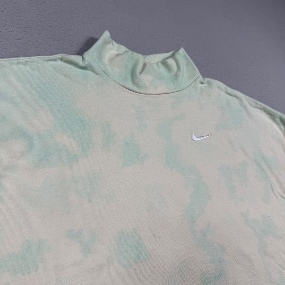 Nike‎ Womens Tie Dye Mock Neck Sleeveless Crop Top Mint Green Cream S